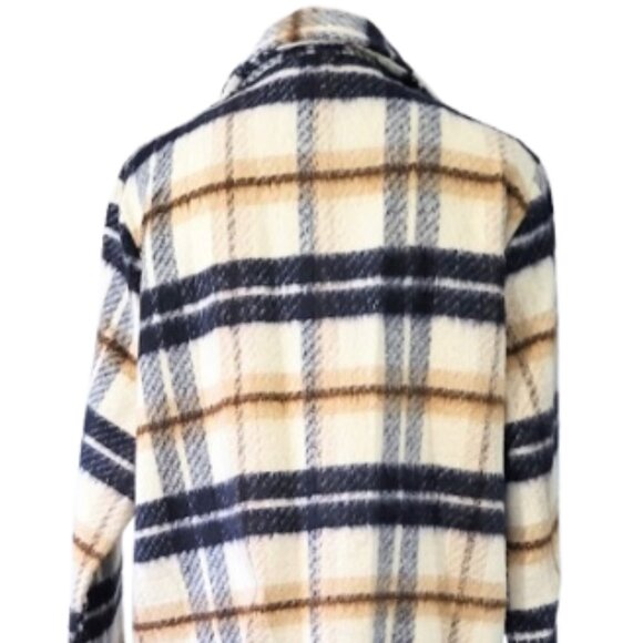 DIP Blue & White Striped Plaid Coat With Pockets - New With Tags Women's Size XL - Picture 7 of 9
